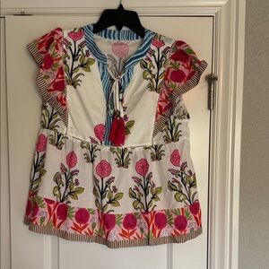 Floral Top with Pink and White Accents